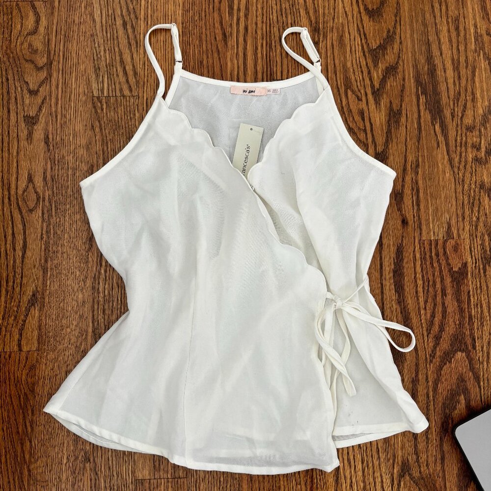 White Tie Tank Top Size XS